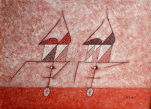 Arturo Luz (1926) Two Men on Wheels comparable sale
