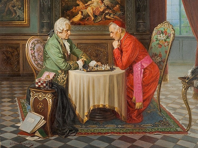 Ludwig Augustin comparable auction result: ludwig augustin 1882 1960 playing chess circa 1940