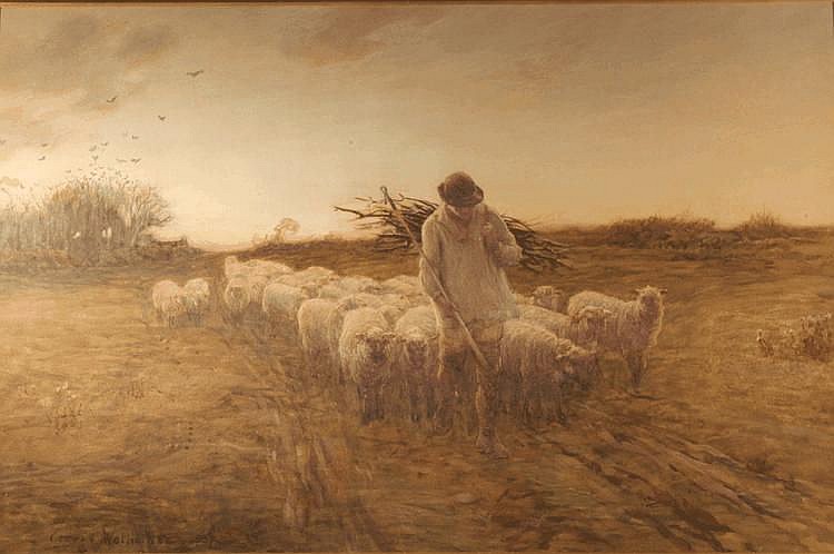 George Wetherbee comparable auction result: george wetherbee 1851 1920 a shepherd with sheep