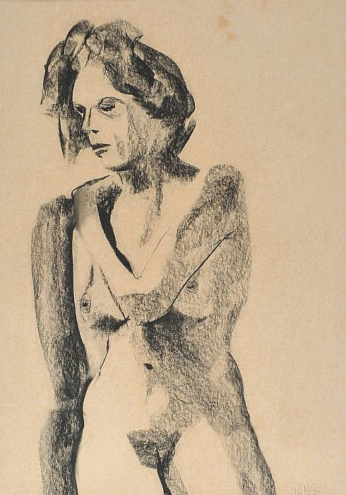 John McCart comparable auction result: john mccart female nude study charcoal on