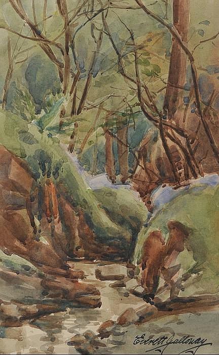 Everett Galloway comparable auction result: everett galloway bluebell wood watercolour