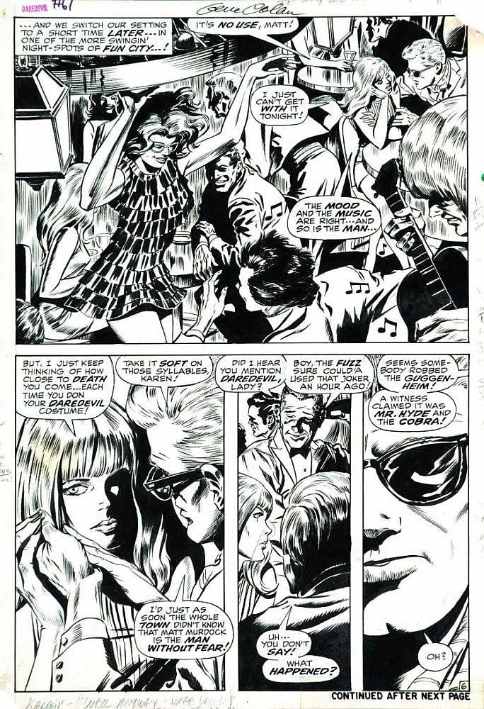 Gene Colan comparable auction result: gene colan daredevil trapped by the trio of doom