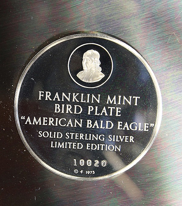 Auction comp thumbnail for Franklin Mint sterling silver collector plates in cases, 27.49 troy oz. (Clars Auctions, Lot 6603)