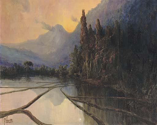 Willem  Imandt comparable auction result: sawah landscape at dusk