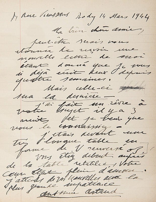 Antonin Artaud comparable auction result: antonin artaud 1896 1948