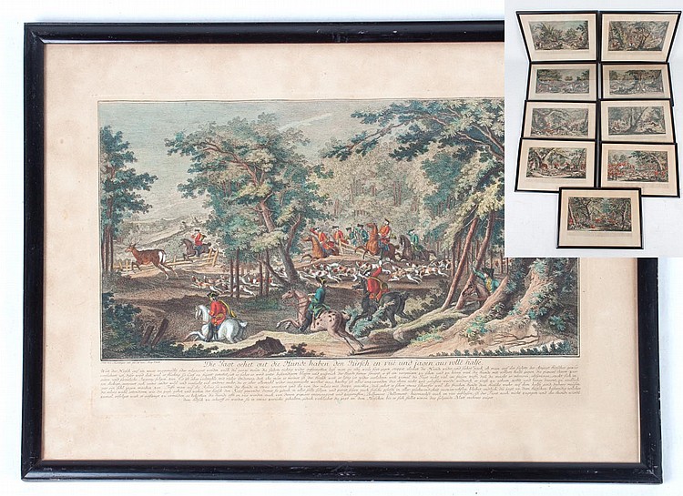 Johann Ridinger comparable auction result: series of ten johann ridinger hunt engravings