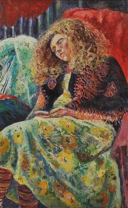 sarah longley the black shawl oil on board · Ross's Auctioneers & Valuers · 2014-06-04 Sarah Longley comparable auction result: sarah longley the black shawl oil on board