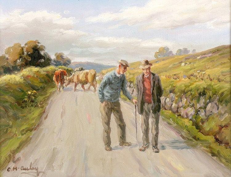 Charles J McAuley comparable auction result: a fine oil on canvas the price of cattle