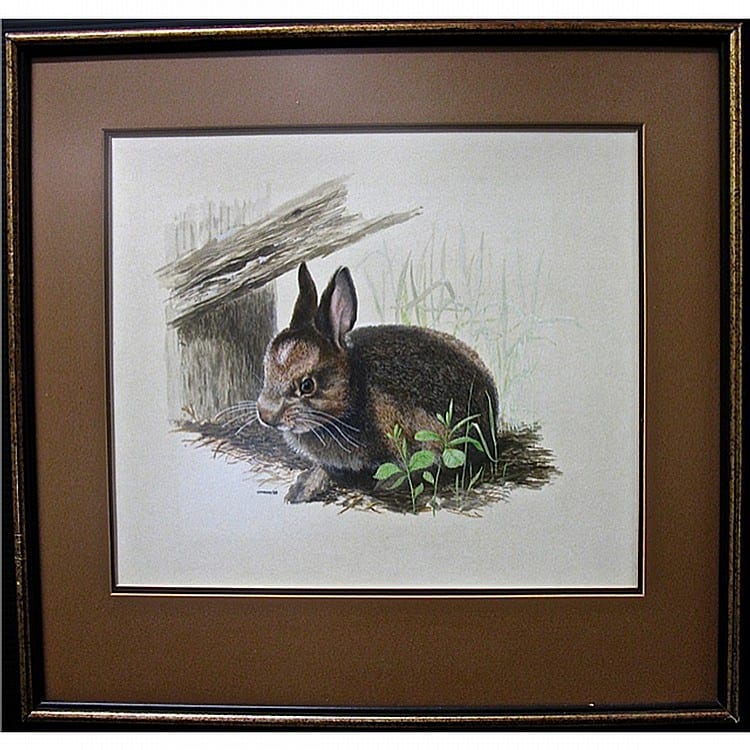 James Richard Lumbers comparable auction result: james richard lumbers canadian 1929 bunny rabbit acrylic watercolour on paper signed and dated 69 lower left sight 13 x 15