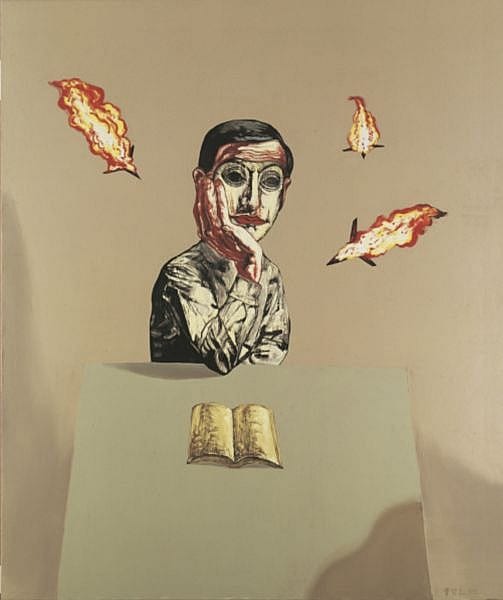 Zeng Fanzhi B.1964 , Mask Series No.27 oil on canvas comparable sale