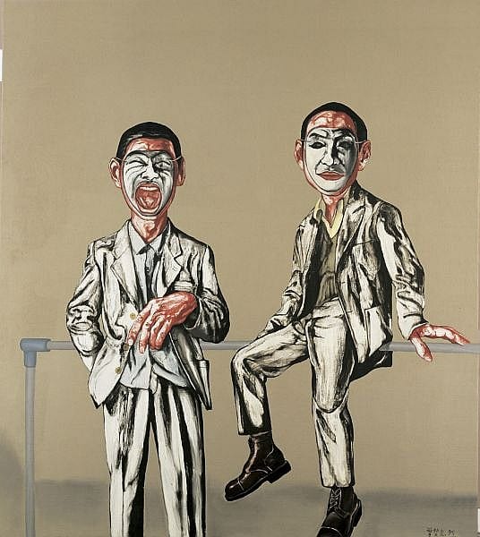 Zeng Fanzhi B.1964 , Mask Series No.25 oil on canvas comparable sale