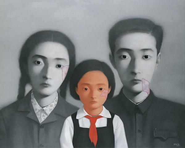 Zhang Xiaogang B. 1958 , Big Family Series oil on canvas comparable sale