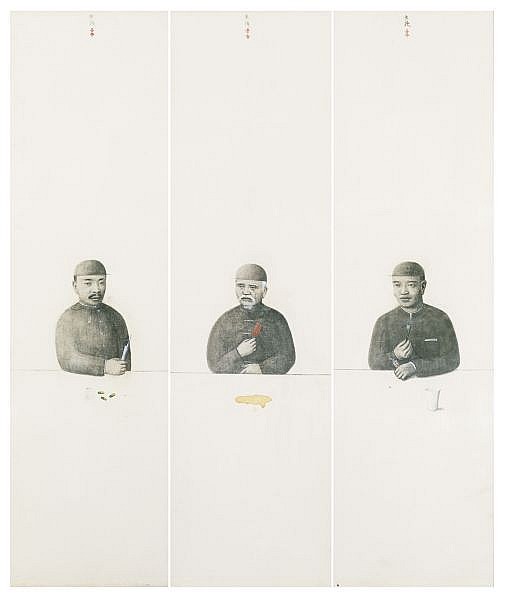Ji Dachun B. 1968 , Twenty, Thirty, Forty (Set of Three) mixed media on canvas sold by Sotheby's, lot 638 — auction record photograph