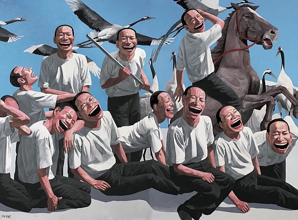 Yue Minjun B. 1962 , The Massacre at Chios (Diptych) oil on canvas comparable sale