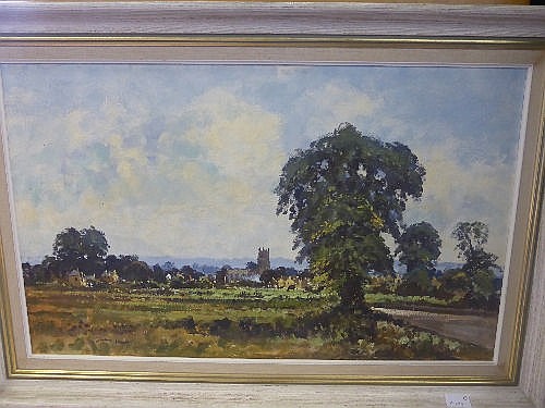 john neale oil on board of a cotswolds scene · British Bespoke Auctions · 2014-08-28 John Neale comparable auction result: john neale oil on board of a cotswolds scene