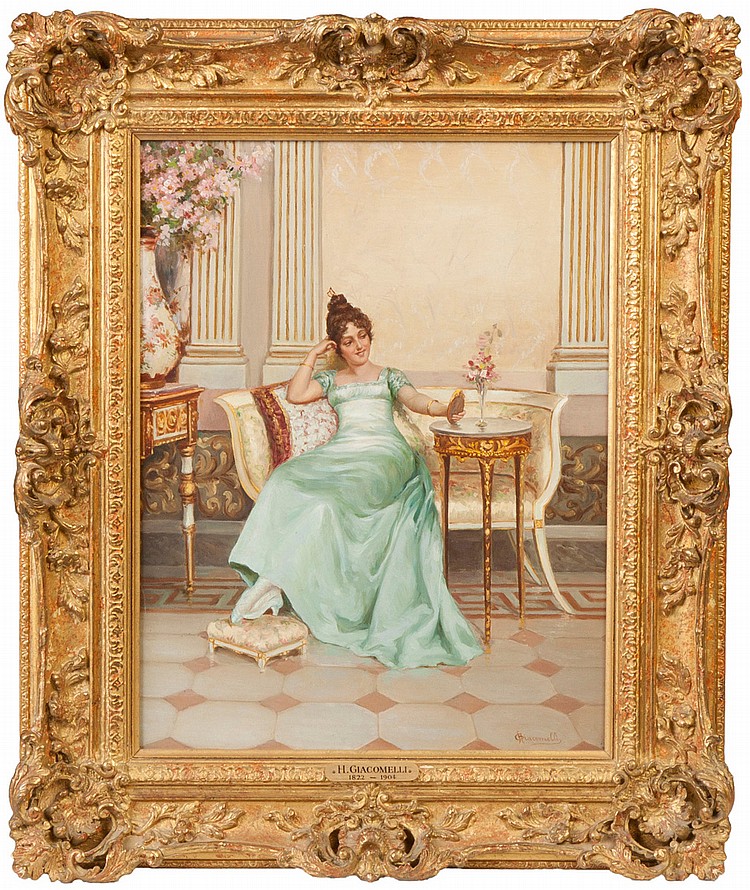 hector giacomelli french 1822 1904 young lady in parlor · Cottone Auctions · 2014-09-27 Hector Giacomelli comparable auction result: hector giacomelli french 1822 1904 young lady in parlor