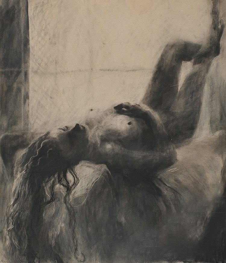 sarah longley reclining nude charcoal on paper · Ross's Auctioneers & Valuers · 2014-10-08 Sarah Longley comparable auction result: sarah longley reclining nude charcoal on paper