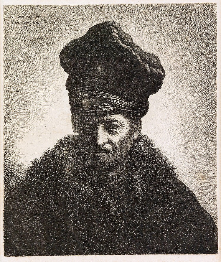 Johannes van Vliet comparable auction result: johannes van vliet after rembrandt bust of an oriental wearing a high cap