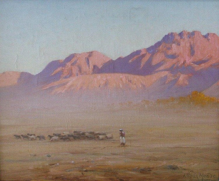 Arthur Meade comparable auction result: arthur meade oil on canvas an arid mountainous