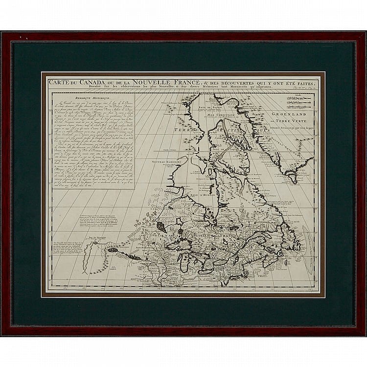 Henry Abraham Chatelain comparable auction result: henry abraham chatelain 1684 1743 carte du canada ou de la nouvelle france et des d couverts qui y ont t faites 1719 16 25 x 20 5 41 3 x 52 1 cm