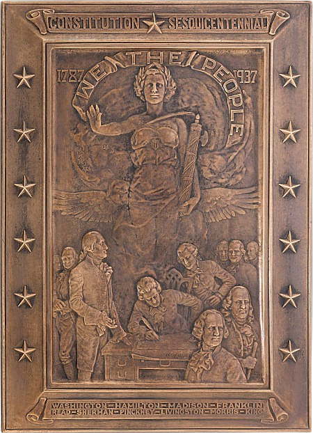 Howard Chandler comparable auction result: howard chandler christy we the people bronze plaque