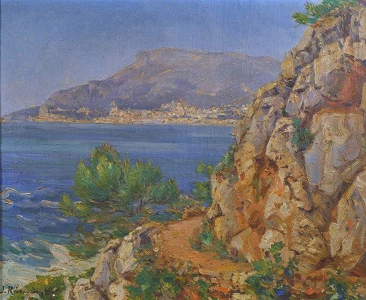 Jules Ribeaucourt comparable auction result: jules ribeaucourt 1866 1932 vue de monaco depuis cap martin ca 1920