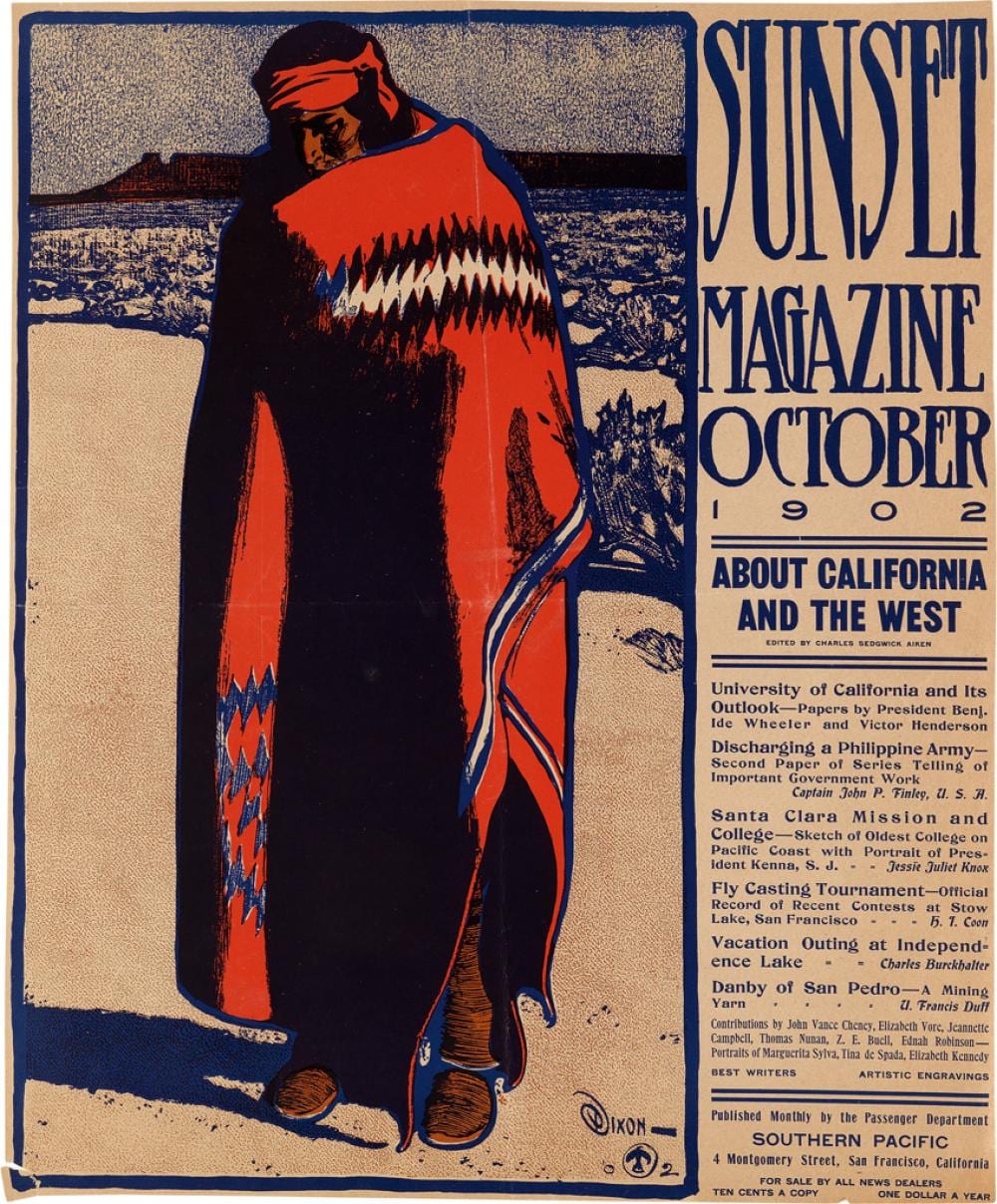 Lafayette Maynard Dixon comparable auction result: lafayette maynard dixon 1875 1946 sunset magazine october 1902 23x19 inches 59x48 cm