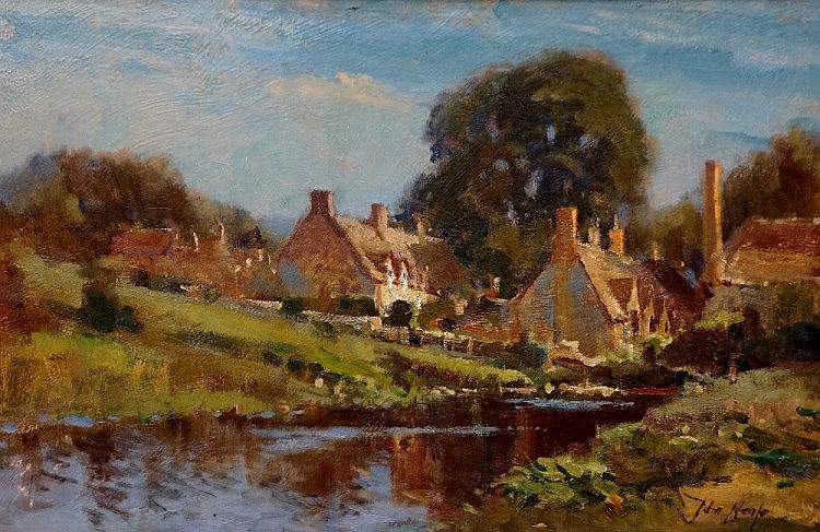 john neale the village pond with cottages beyond oil on board signed lower right 37 cm x 50 cm framed · Nicholas Mellors Auctioneers · 2014-12-12 John Neale comparable auction result: john neale the village pond with cottages beyond oil on board signed lower right 37 cm x 50 cm framed