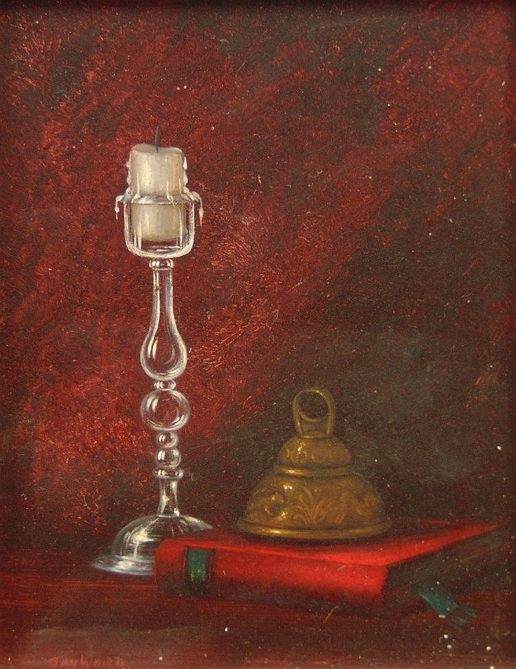 Jay Ward comparable auction result: jay ward 20th century candle still life oil on board signed 24cm x 19cm