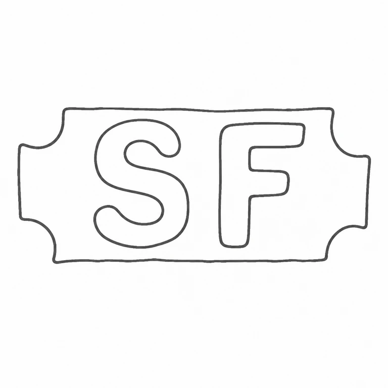 S F: SF waisted-end rectangular cartouche are retained upright; line reconstruction.