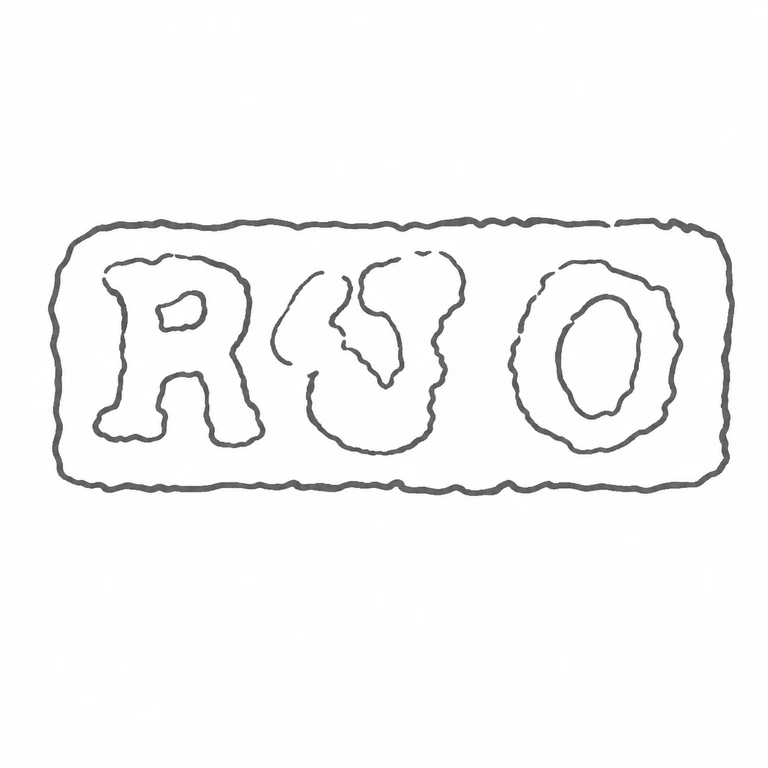 Richard James Oliver: Three source-visible initials and the enclosing horizontal rectangle are retained in order without added motifs. line reconstruction.