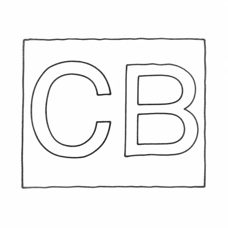 Clive Edward Burr: CB remains left to right within the source-supported square/rectangular cartouche; line reconstruction.