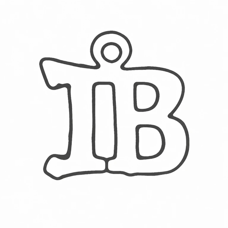 John Bird: The source-visible two-character monogram and its distinctive upper looped outline are retained in the same orientation and order. line reconstruction.