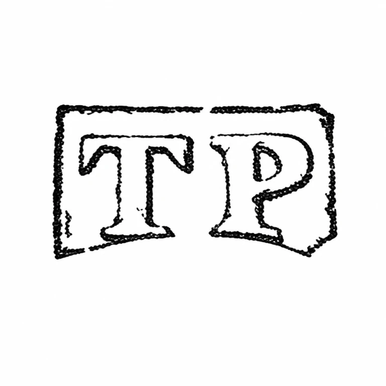 Thomas Parsons: The T and P are retained in their photographed left-to-right order within the shallow rectangular stamp field. line reconstruction.