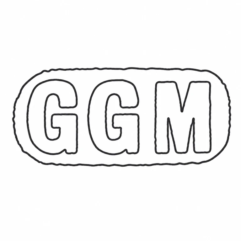Mark reading Three bold initials remain in the observed order inside a single rounded horizontal cartouche; line reconstruction