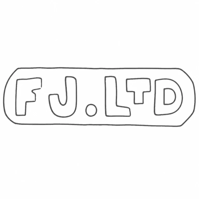 Federated Jewellers Ltd: F J stop L T D left-to-right within the long rounded-rectangle outline; line reconstruction.