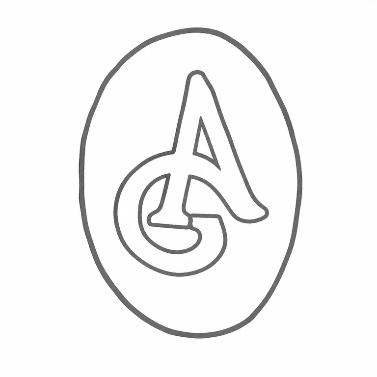 Mark reading The oval punch and intertwined two-letter monogram retain the visible upright orientation and compact arrangement; line reconstruction