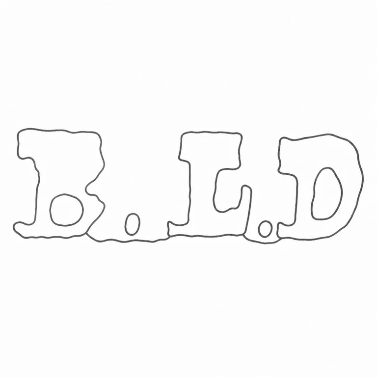 B Ld: B.L.D reading, separator points, and discrete overlapping character outlines are retained; line reconstruction.