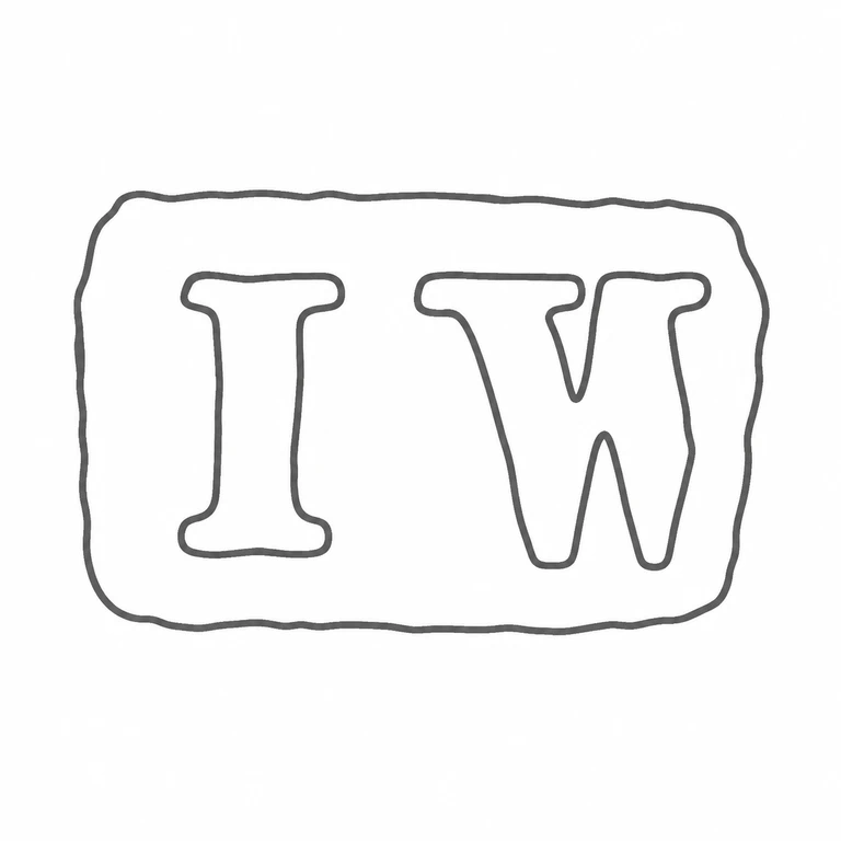 I W: The I then W sequence and its rectangular cartouche without rotation or added symbols; line reconstruction.