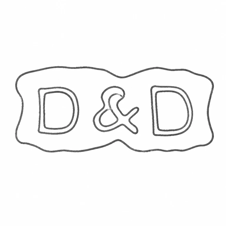 D & D: D ampersand D order wavy-sided enclosing cartouche are retained; line reconstruction.