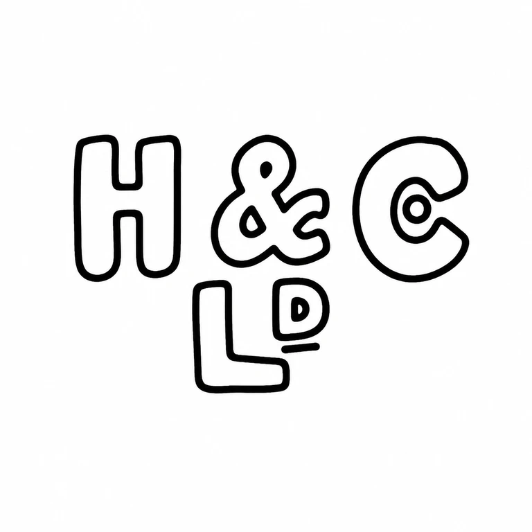 Hamilton & Co (of: The upper three-part grouping and lower two-letter group retain the visible order, orientation, and overlapping lobed borders; the central ampersand remains between the outer letters. line reconstruction.
