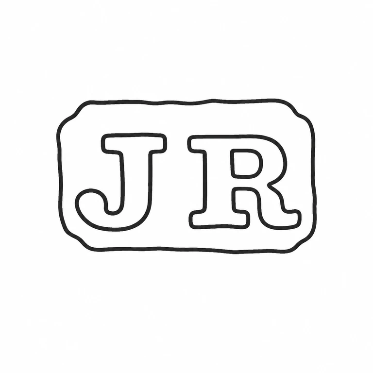 John Roberts: The two initials and upright rounded rectangular cartouche follow the visible source arrangement. line reconstruction.