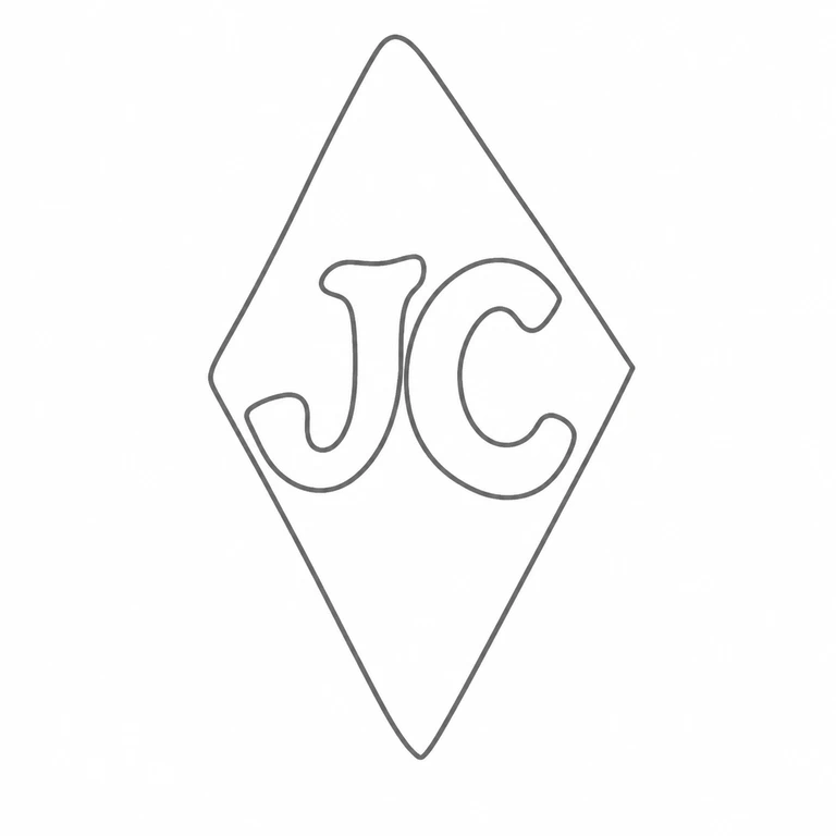 Mark reading Diamond cartouche two large, upright intertwined letterforms in their source order; line reconstruction