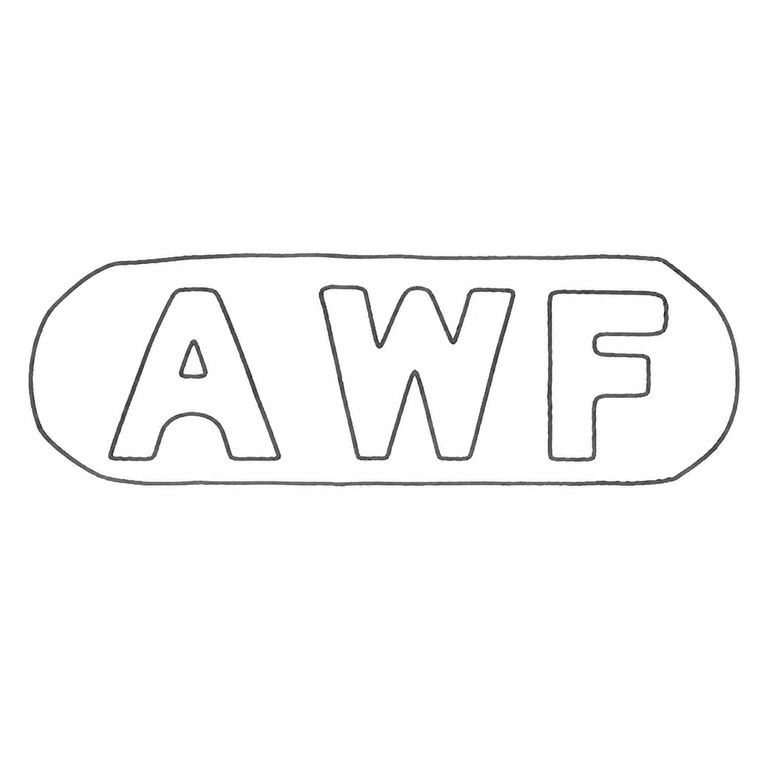 Tiffany & Co (Albert William Feavearyear): The A-W-F sequence and elongated rounded capsule outline are retained in source order; line reconstruction.