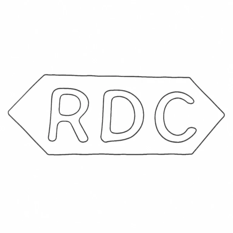 R D C: Upright RDC sequence and symmetric pointed-end horizontal cartouche are retained; line reconstruction.
