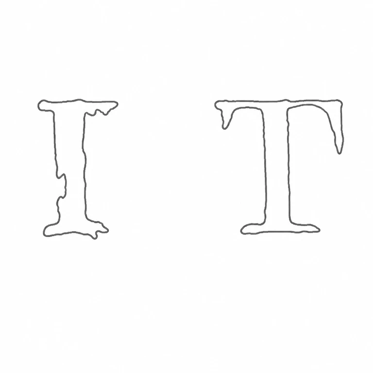 John Taylor: The two separate tall upright forms are preserved with their original left-right spacing and reading direction. line reconstruction.