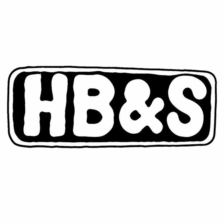 H B & S: The left-to-right H, B, ampersand and S, together long rounded rectangular cartouche, are retained in their photographed arrangement; line reconstruction.