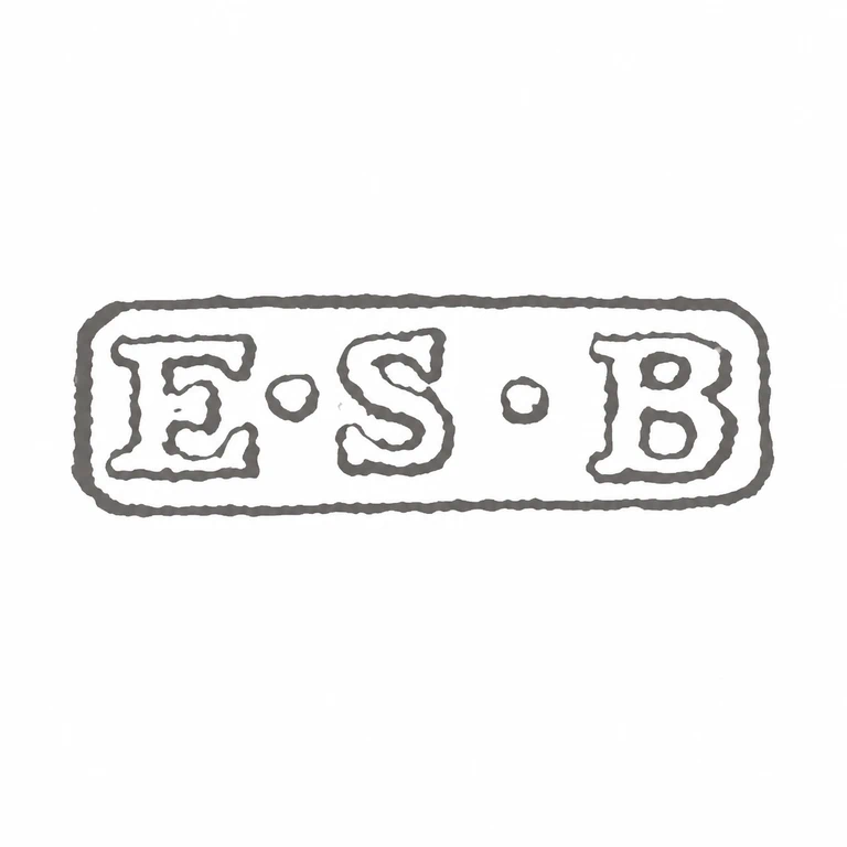 E S Barnsley & Co (Edward Souter Barnsley): Three letters, two separators and the narrow rounded rectangular boundary are preserved in their source order. line reconstruction.
