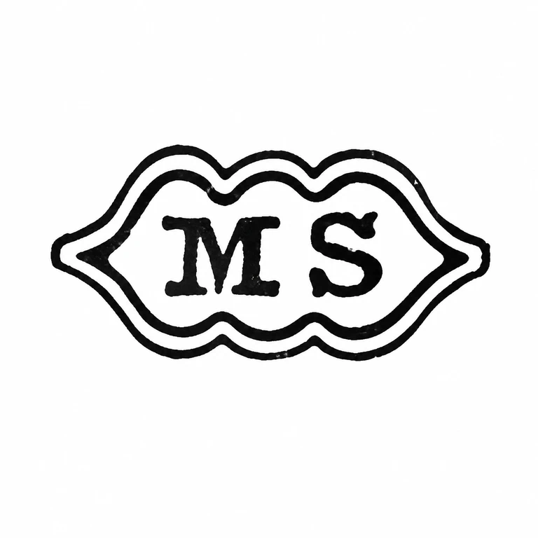 Morris Spiro: Double wavy diamond cartouche and its two centered initials preserve the visible arrangement. line reconstruction.