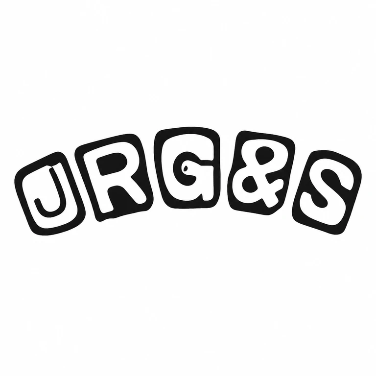 J R Gaunt & Son: Five individual tilted cartouches and their left-to-right letter/symbol sequence are retained, including the central ampersand-like form. line reconstruction.